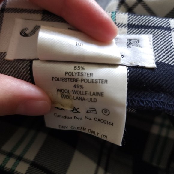 Vintage Jaeger Plaid white and navy pleated wool midi skirt - Picture 12 of 12